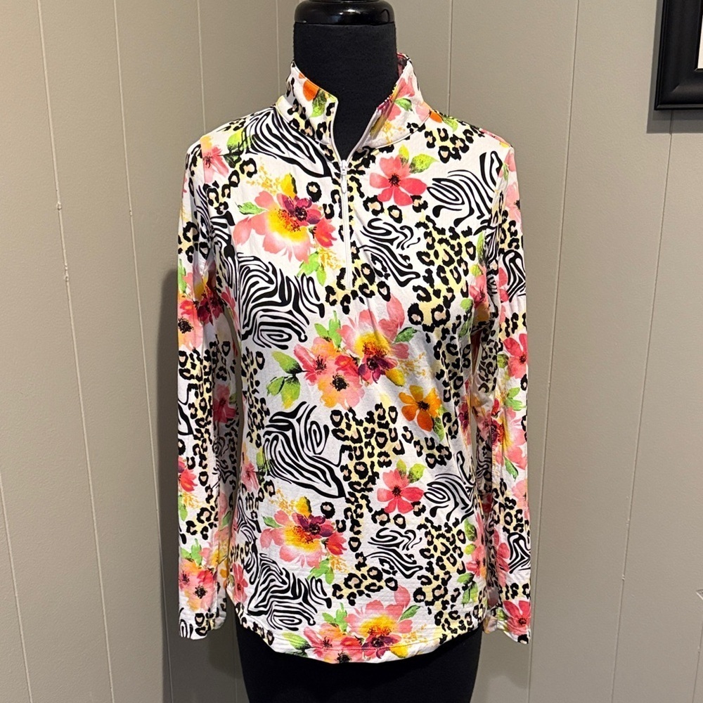 IBKUL Workout Outdoor Running Vibrant Floral and Animal Print Utility Jacket